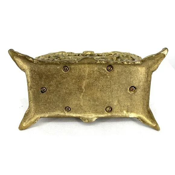 Brass Letter Napkin Holder Desk Organizer Floral Baroque Ornate Heavy 6" - Picture 6 of 6